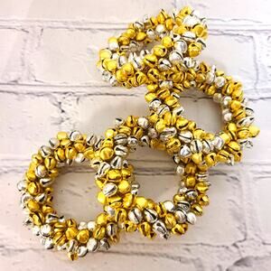 Set of 4 Christmas Jingle Bell Napkin Rings | Gold & Silver Holiday Table Decor